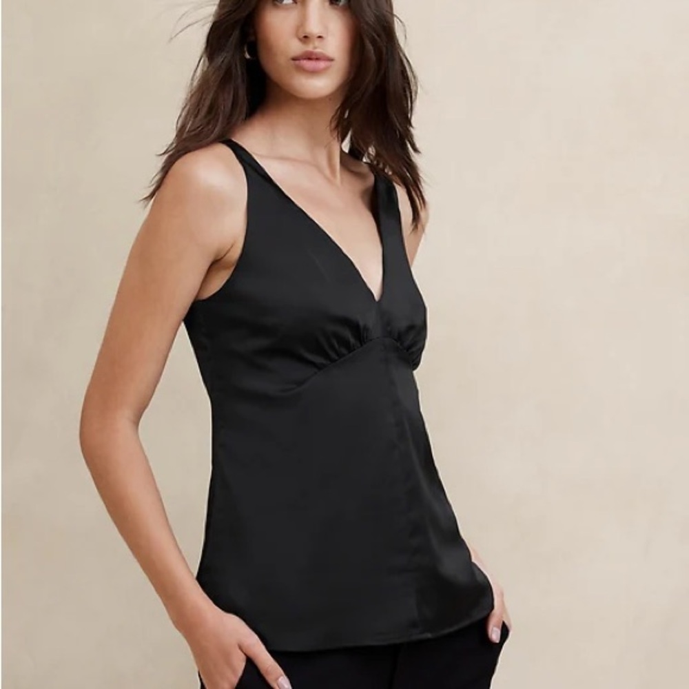 Banana Republic Factory Black Fitted Camisole with V-Neck
